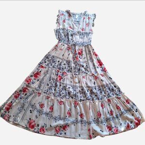 Womens praire dress by Lapis with black and red floral print. Size large.